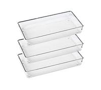 IHOMECOOKER Juego de 3 organizadores de cajones de plástico transparente, caja de herramientas de almacenamiento, utensilios de mesa, maquillaje, tocador, organizador para cocina, aula, oficina, baño,