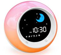 iHoo Reloj Despertador para niños, Reloj de Entrenamiento para Dormir con Sol y Luna, luz Nocturna y Despertador Ok para Despertar para niños pequeños