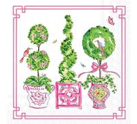 IHR Ideal Home Range Servilletas de cóctel Rosanne Beck desechables de 3 capas de papel para fiesta, 5 x 5 pulgadas, topiarios rosados, 20 unidades