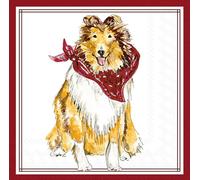 IHR Ideal Home Range Servilletas de cóctel Rosanne Beck Hometown Pride desechables de 3 capas de papel para fiesta, 5 x 5 pulgadas, granate Collie, 20 unidades