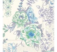 IHR Ideal Home Range Servilletas de fiesta desechables de 3 capas de papel para almuerzo, 6.5 x 6.5 pulgadas, en plena floración (azul), 20 unidades