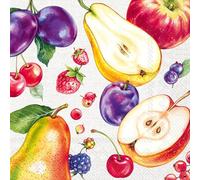 IHR Ideal Home Range Servilletas de fiesta desechables de papel de 3 capas, 6.5 x 6.5 pulgadas, frutas de granja (crema), 20 unidades
