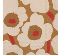 IHR Ideal Home Range Servilletas de fiesta Marimekko desechables de papel de 3 capas, 6.5 x 6.5 pulgadas, Unikko (crema oscura y rojo), 20 unidades