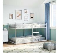 Iiaky Literas Juveniles 100x190 con Escalera Litera Metálica Litera Doble Estructura de Metal -Blanco -100 x 190 cm