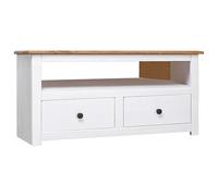 Iiaky Mueble esquinero TV Madera Pino Estilo Panamá Blanco 93x49x49cm Robusto Resistente Práctico Funcional Elegante Moderno