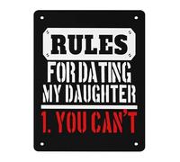 IINKUEYK Daddy Daughter Bond Metal Sign Rules For Dating My Daughter Funny Saying For Dads Den Porch Decor 8 X 12 inch