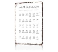 IINKUEYK What Do These Laundry Symbols Mean Spanish Metal Sign Humor Wall-Art for Home Office Garage Workshop Tin Plate 8 X 12 inch