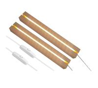 IJSDNVJNDX 2 Soportes Rectangulares de Madera con Luz LED y Base de Cristal, Ranura Pasante de 5,2 mm con Luces de Colores