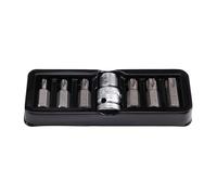 IJSDNVJNDX Para Destornilladores Hexagonales Estriados Torx RIBE L30 mm S2 de 1/2" A 3/8", Manguito de Conversión de 10 Mm, 7 Piezas/Juego, 2024, Puntas Nuevas 0410