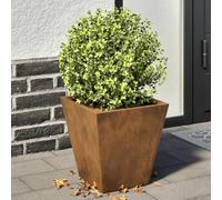 IKAYAA 2 Unidades Macetero Alto 30 x 30 x 30 cm Diseño Moderno para Plantas de Interior y Exterior, Maceta Grande de Acero, Jardinera Alta Acero Oxidado/Marrón