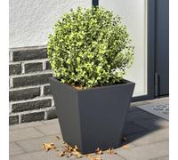 IKAYAA 2 Unidades Macetero Alto 30 x 30 x 30 cm Diseño Moderno para Plantas de Interior y Exterior, Maceta Grande de Acero, Jardinera Alta Acero/Antracita