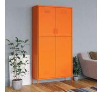 IKAYAA Armario de Acero, Armario Escobero, con Ventilación, Multifuncional, 90 x 50 x 180 cm, para Aspirador, Productos de Limpieza, Ropa, Naranja