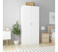 IKAYAA Armario Dormitorio con 2 Puertas, Armario de Madera Contrachapada，Armario Ropero Armarios Juvenil Diseño Moderno 90x52x200 cm Blanco