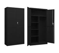 IKAYAA Armario Escobero, Armario Acero, Armario Multiusos 2 Puertas, Escobero, Limpieza y Almacenaje, Armario de Taquilla, 90 x 40 x 180 cm, Negro