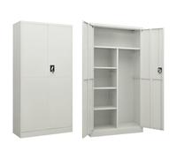 IKAYAA Armario Escobero, Armario Acero, Armario Multiusos 2 Puertas, Escobero, Limpieza y Almacenaje, Armario de Taquilla, 90 x 40 x 180 cm, Gris Claro