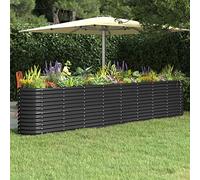 IKAYAA Jardinera Alta Exterior Arriate Rectangular Macetas Exterior Jardinera Metal para Cultivo de Plantas en Exterior Patio Terraza Antracita 332 x 40 x 68 cm
