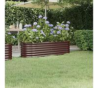 IKAYAA Jardinera Alta Exterior Arriate Rectangular Macetas Exterior Jardinera Metal para Cultivo de Plantas en Exterior Patio Terraza Marrón 152 x 40 x 36 cm