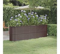 IKAYAA Jardinera Alta Exterior Arriate Rectangular Macetas Exterior Jardinera Metal para Cultivo de Plantas en Exterior Patio Terraza Marrón 224 x 40 x 68 cm