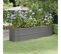 IKAYAA Jardinera Alta Exterior Arriate Rectangular Macetas Exterior Jardinera Metal para Cultivo de Plantas en Exterior Patio Terraza Gris 296 x 80 x 68 cm