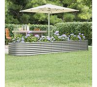 IKAYAA Jardinera Alta Exterior Arriate Rectangular Macetas Exterior Jardinera Metal para Cultivo de Plantas en Exterior Patio Terraza Plateado 296 x 80 x 36 cm