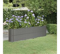 IKAYAA Jardinera Alta Exterior Arriate Rectangular Macetas Exterior Jardinera Metal para Cultivo de Plantas en Exterior Patio Terraza Gris 260 x 40 x 68 cm