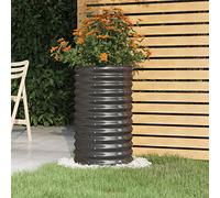 IKAYAA Jardinera Alta Exterior Arriate Rectangular Macetas Exterior Jardinera Metal para Cultivo de Plantas en Exterior Patio Terraza Antracita 40 x 40 x 68 cm