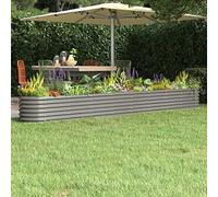 IKAYAA Jardinera Alta Rectangular Metal Exterior para Cultivo de Plantas en Patio Terraza, Arriate Macetas, Gris 332 x 40 x 36 cm
