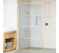 IKAYAA Mampara Ducha Fija 115 x 195 cm Panel Pantalla Fijo Ducha de Vidrio ESG - Mamparas de Ducha Fija con Cristal Templado 5 mm - Mampara Fija Dorado
