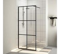 IKAYAA Mampara Ducha Fija 115 x 195 cm -Panel Pantalla Fijo Ducha - Mamparas de Ducha Fija con Vidrio ESG 5 mm - Mampara Fija Transparente Negro-Transparente