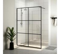 IKAYAA Mampara Ducha Fija 140 x 195 cm -Panel Pantalla Fijo Ducha - Mamparas de Ducha Fija con Vidrio ESG 5 mm - Mampara Fija Transparente Negro-Transparente