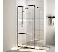 IKAYAA Mampara Ducha Fija 90 x 195 cm -Panel Pantalla Fijo Ducha - Mamparas de Ducha Fija con Vidrio ESG 5 mm - Mampara Fija Transparente Negro-Transparente