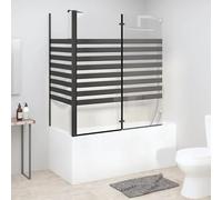 IKAYAA Mamparas de Bañera Plegable 120 x 68 x 130 cm Biombo de Baño Mampara Bañera Abatible de Vidrio Templado Negro