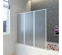 IKAYAA Mamparas de Bañera Plegable 3 Paneles Mampara Bañera Abatible Biombo de Baño de Vidrio Templado ESG 141 x 132 cm Blanco