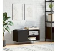 IKAYAA Mueble Tocadiscos 85x38x48 cm de Madera, Tocadiscos de Vinilo Stand, Estanteria CD para Vinilos, 5E4DS Negro