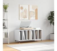 IKAYAA Mueble Tocadiscos, Mueble de Discos de Madera 100x38x48 cm, Tocadiscos de Vinilo Stand, Estanteria CD, Mueble para Vinilos, WY23E Blanco