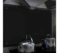 IKAYAA Protector Salpicaduras Cocina Pared de Vidrio Templado 6 mm, Protector Pared Antisalpicaduras Cocina, Panel Protector Salpicaduras Cocina 90 x 60 cm, Fácil de Limpiar, Negro