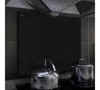 IKAYAA Protector Salpicaduras Cocina Pared de Vidrio Templado 6 mm, Protector Pared Antisalpicaduras Cocina, Panel Protector Salpicaduras Cocina 70 x 60 cm, Fácil de Limpiar, Negro