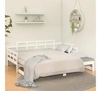 IKAYAA Sofá Cama Extraíble 3 Plazas Cama Divan Sofá Cama Matrimonio de Madera Estructura de Sofá Cama 2X(90x200) cm Blanco