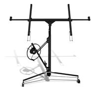 Ikodm - Elevador de placas plegable XXL para paneles de yeso, altura de trabajo ajustable de 132-335 cm, ancho máximo 294 cm, capacidad de carga 68 kg, 3 ruedas, negro