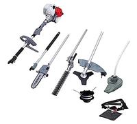 IKRA 73046730 Herramienta multifunción a Gasolina IBKH 52, 5en1: cortabordes, desbrozadora, Cortasetos telescópico, podadora de Altura y soplador, Gris, Rojo y Negro
