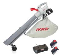IKRA 3 en 1: Aspiradora y soplador de hojas a batería IALS 2-20 | 20V | hasta 210 km/h | Función de trituración 10:1 | Bolsa de recogida de 45 L | Incluye 2 baterías y doble cargador rápido