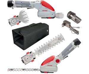 IKRA Tijeras para Hierba y arbustos sin Cable IGBS 1210 con Bolsa, batería y Cargador incluidos, Cuchillas Fabricadas en Alemania