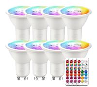 iLC Bombilla LED Foco GU10 Colores RGBW Bombillas spot Cambio de Color Regulable Blanco Cálido 2700k Casquillo - RGB 12 Colore - Control remoto Incluido - Equivalente de 40 Watt (Pack de 8)