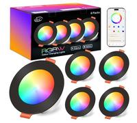iLC Foco Empotrable LED Techo 8W(Equivalentes a 60 W), agujero 68-85mm, 16 Millones de Colores con Control por APP, 800LM, 2700K-6000K+RGB, IP44 Bluetooth Negro Downlight para dormitorio salón (4 uds)