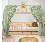 iLuane Cama de casa con dosel, 100% algodón, muselina, decoración de tela