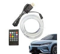 Iluminación Ambiental Interior Coche,Tira LED de 7 Colores Activada por Voz | Lámparas de Ambiente para Estanterías TV Monitor Sala