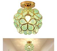 Iluminación colgante nórdica, LáMpara de Techo de flor de cerezo, luz de techo con forma de pétalo Lámpara colgante vidrio soplado a mano E27 de un solo cabezal Restaurante hogar, rosa Dorado (verde)