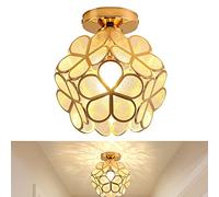 Iluminación colgante nórdica, LáMpara de Techo de flor de cerezo, luz de techo con forma de pétalo Lámpara colgante vidrio soplado a mano E27 de un solo cabezal Restaurante hogar, rosa Dorado (Oro)