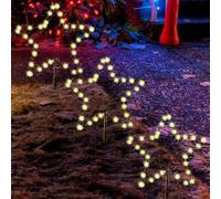 Iluminación navideña de 2 metros para exteriores, pack de 3 estrellas LED, decoración para jardín - luz blanca cálida