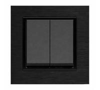 ILUMINASHOP ® Mecanismo pared Empotrable con Marco, 100-250V AC, Mecanismo Eléctrico 85x85mm, Fácil Instalación, Fácil de Limpiar (Interruptor Doble, Negro Aluminio)
